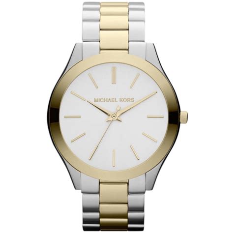 michael michael kors two tone slim runway chronograph watch 42mm|michael kors runway watch silver.